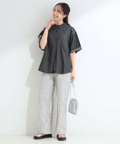 SHOO・LA・RUE / シューラルー パンツ | 【ひんやり/吸水速乾/セットアップ可】穿くだけで主役になる サッカーストライプイージーパンツ | 詳細29