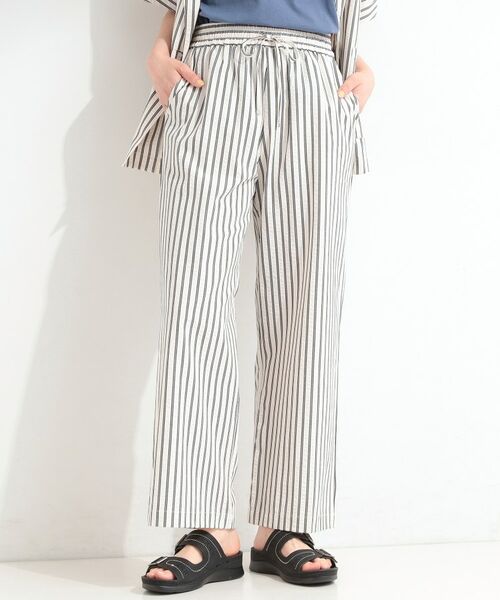 SHOO・LA・RUE / シューラルー パンツ | サッカーストライプイージーパンツ（アイボリー(304)）