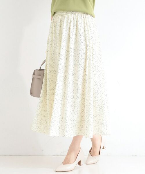 SHOO・LA・RUE / シューラルー ロング・マキシ丈スカート | 【イージーケア】ドット柄ギャザースカート（オフホワイト(603)）
