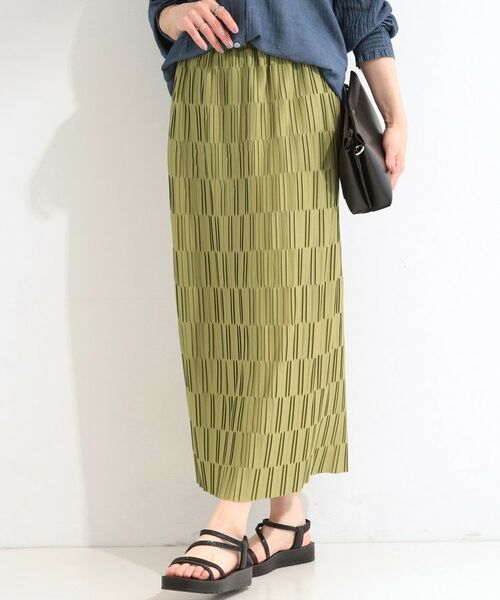SHOO・LA・RUE / シューラルー ロング・マキシ丈ワンピース | 【S-LL/洗濯機可】変形プリーツで差が付く ナロースカート（グリーン(025)）