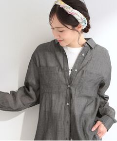 SHOO・LA・RUE / シューラルー シャツ・ブラウス | 【UV/体型カバー/S-LL】お袖ゴム 柔らかシアーデニムシャツ