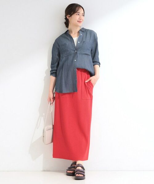 SHOO・LA・RUE / シューラルー シャツ・ブラウス | 【UV/体型カバー/S-LL】お袖ゴム 柔らかシアーデニムシャツ | 詳細11