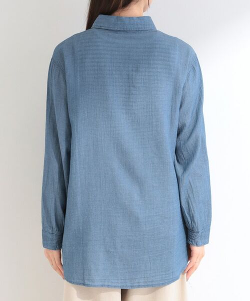 SHOO・LA・RUE / シューラルー シャツ・ブラウス | 【UV/体型カバー/S-LL】お袖ゴム 柔らかシアーデニムシャツ | 詳細15