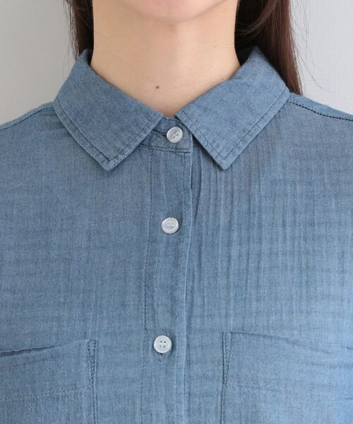 SHOO・LA・RUE / シューラルー シャツ・ブラウス | 【UV/体型カバー/S-LL】お袖ゴム 柔らかシアーデニムシャツ | 詳細16