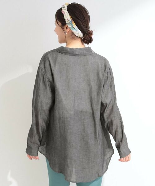 SHOO・LA・RUE / シューラルー シャツ・ブラウス | 【UV/体型カバー/S-LL】お袖ゴム 柔らかシアーデニムシャツ | 詳細2