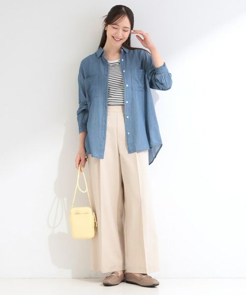 SHOO・LA・RUE / シューラルー シャツ・ブラウス | 【UV/体型カバー/S-LL】お袖ゴム 柔らかシアーデニムシャツ | 詳細7