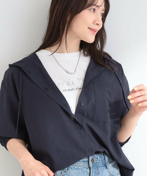 SHOO・LA・RUE / シューラルー シャツ・ブラウス | 【さらり快適/洗濯機可/S-LL】紫外線対策にも ライトな着心地 シャツパーカ（ネイビー(094)）