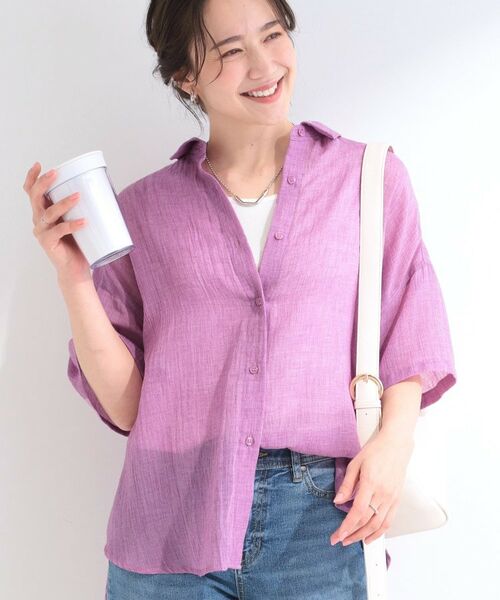 SHOO・LA・RUE / シューラルー シャツ・ブラウス | コットンライク半袖シャツ（ピンク(073)）