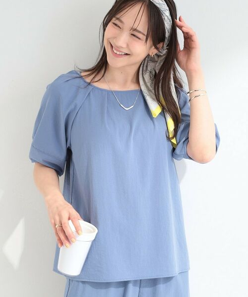 SHOO・LA・RUE / シューラルー シャツ・ブラウス | 【ひんやり/S-LL/セットアップ可】軽凛(かろりん) タックブラウス(ブルー(092))