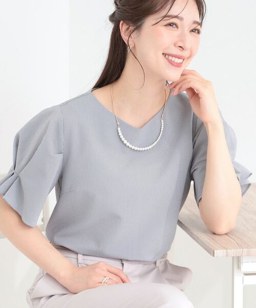 SHOO・LA・RUE / シューラルー シャツ・ブラウス | 【多機能】袖タックブラウス（ネイビー(394)）