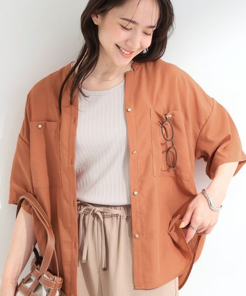 SHOO・LA・RUE / シューラルー シャツ・ブラウス | 金ボタンビックポケットシャツ（オレンジ(066)）