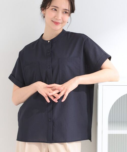 SHOO・LA・RUE / シューラルー シャツ・ブラウス | 通気性前あきブラウス（ネイビー(094)）