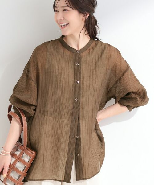 SHOO・LA・RUE / シューラルー シャツ・ブラウス | シボシボシアーシャツ（ブラウン(043)）