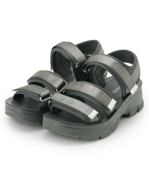 SHOO・LA・RUE / シューラルー サンダル | 足にフィットのカスタマイズベルトスポサン（チャコールグレー(014)）