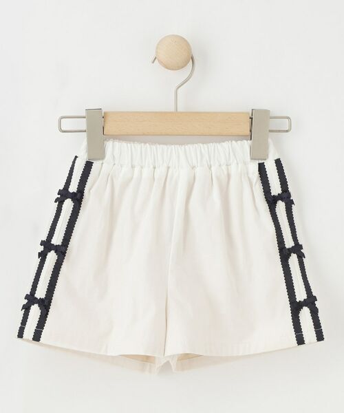 SHOO・LA・RUE / シューラルー ショート・ハーフ・半端丈パンツ | 【100-130cm】サイドラインショートパンツ(オフホワイト(003))