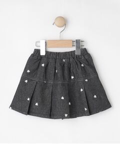 【100-150cm】ハート刺繍デニムスカート