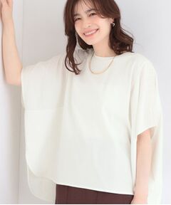 SHOO・LA・RUE / シューラルー カットソー | 【ひんやり/洗濯機可/体型カバー】インせず着られる 肩レース切り替えポンチョ風トップス