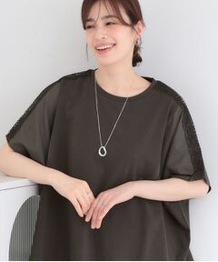 SHOO・LA・RUE / シューラルー カットソー | 【ひんやり/洗濯機可/体型カバー】インせず着られる 肩レース切り替えポンチョ風トップス