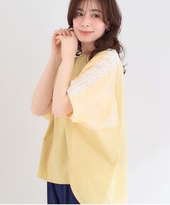 SHOO・LA・RUE / シューラルー カットソー | 【ひんやり/洗濯機可/体型カバー】インせず着られる 肩レース切り替えポンチョ風トップス