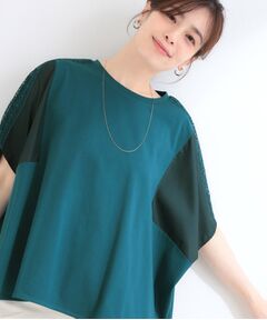 SHOO・LA・RUE / シューラルー カットソー | 【ひんやり/洗濯機可/体型カバー】インせず着られる 肩レース切り替えポンチョ風トップス
