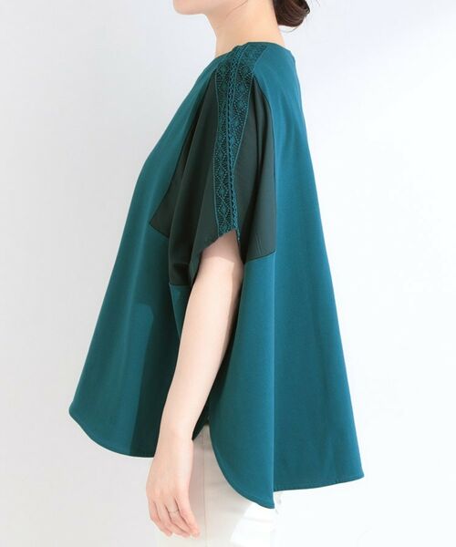 SHOO・LA・RUE / シューラルー カットソー | 【ひんやり/洗濯機可/体型カバー】インせず着られる 肩レース切り替えポンチョ風トップス | 詳細18
