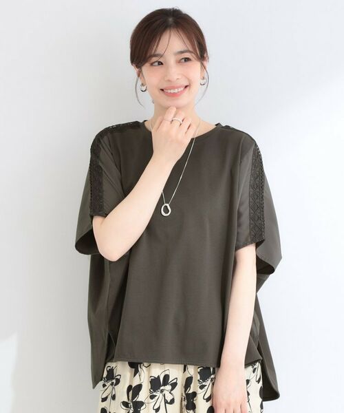 SHOO・LA・RUE / シューラルー カットソー | 【ひんやり/洗濯機可/体型カバー】インせず着られる 肩レース切り替えポンチョ風トップス | 詳細5