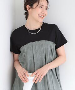 SHOO・LA・RUE / シューラルー カットソー | 【ひんやり/S-LL】きらきらビスチェドッキング風 デザインTシャツ