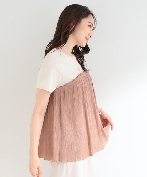 SHOO・LA・RUE / シューラルー カットソー | 【ひんやり/S-LL】きらきらビスチェドッキング風 デザインTシャツ | 詳細14
