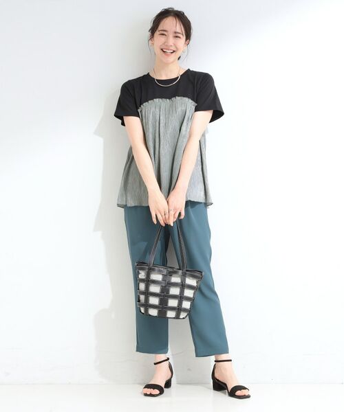 SHOO・LA・RUE / シューラルー カットソー | 【ひんやり/S-LL】きらきらビスチェドッキング風 デザインTシャツ | 詳細7