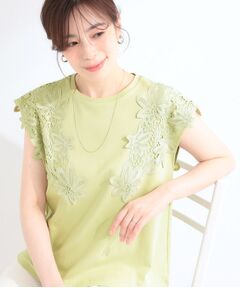 SHOO・LA・RUE / シューラルー カットソー | 【ひんやり/S-LL/洗濯機可】女性らしさ溢れるモチーフレース スムースTシャツ