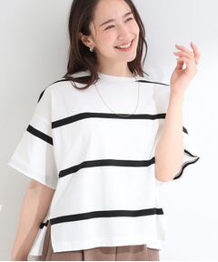SHOO・LA・RUE / シューラルー Tシャツ | 【SHOO ICE】ひんやり太ボーダー斜め切り替えTシャツ