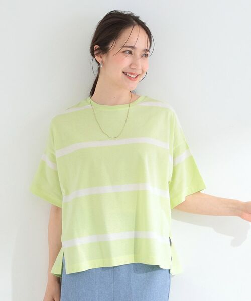 SHOO・LA・RUE / シューラルー Tシャツ | 【SHOO ICE】ひんやり太ボーダー斜め切り替えTシャツ | 詳細5