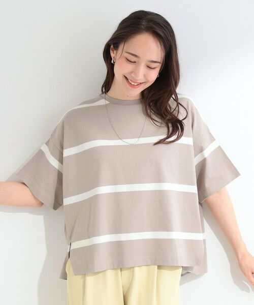 SHOO・LA・RUE / シューラルー Tシャツ | 【SHOO ICE】ひんやり太ボーダー斜め切り替えTシャツ | 詳細9