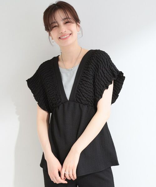 SHOO・LA・RUE / シューラルー セットアップ | 【2点セット/S-LL/洗濯機可】お袖シャーリングブラウス+ワイドパンツ | 詳細1
