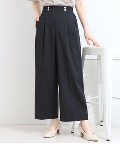 SHOO・LA・RUE / シューラルー パンツ | 【ひんやり/UV/S-LL/洗濯機可】金ボタンがアクセント センタープレス風ワイドパンツ