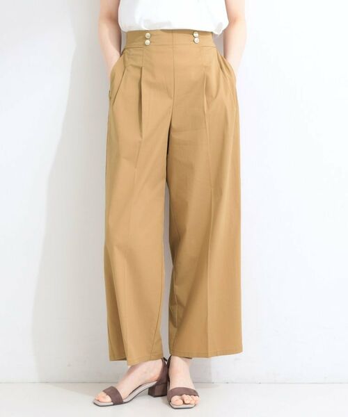 SHOO・LA・RUE / シューラルー パンツ | 【ひんやり/UV/S-LL/洗濯機可】金ボタンがアクセント センタープレス風ワイドパンツ | 詳細5
