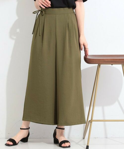 SHOO・LA・RUE / シューラルー ショート・ハーフ・半端丈パンツ | 【S-LL/洗濯機可】リボン付きスカーチョパンツ(カーキ(027))