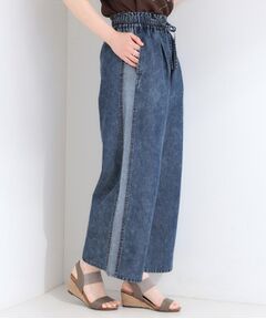 SHOO・LA・RUE / シューラルー デニムパンツ | 【洗濯機可/S-LL】サイドライン風切り替え ライトオンスデニム イージーパンツ