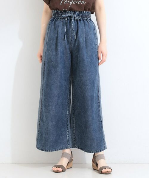 SHOO・LA・RUE / シューラルー デニムパンツ | 【洗濯機可/S-LL】サイドライン風切り替え ライトオンスデニム イージーパンツ | 詳細5