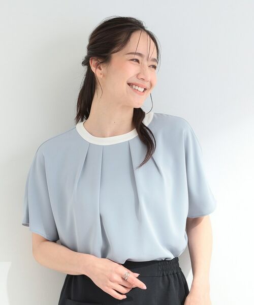 SHOO・LA・RUE / シューラルー シャツ・ブラウス | 【ひんやり/吸水速乾/UV/通勤】洗濯後しわになりにくい 上品配色ブラウス | 詳細1