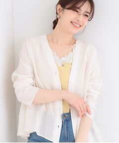 SHOO・LA・RUE / シューラルー カーディガン・ボレロ | 【洗濯機可/S-LL】Vネックですっきりきれい見え 大人のシアーシャツカーディガン