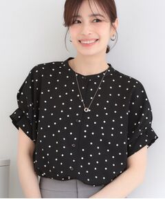 SHOO・LA・RUE / シューラルー シャツ・ブラウス | 【洗濯機可／洗濯後しわになりにくい】ドット柄袖タックブラウス