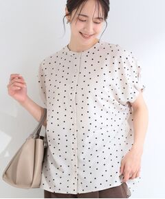 SHOO・LA・RUE / シューラルー シャツ・ブラウス | 【洗濯機可／洗濯後しわになりにくい】ドット柄袖タックブラウス