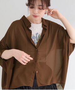 SHOO・LA・RUE / シューラルー シャツ・ブラウス | 【洗濯機可】柄アソート ポンチョ風シアーシャツ