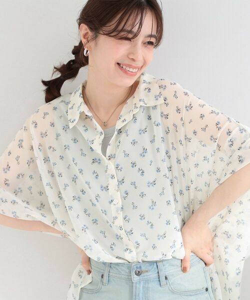 SHOO・LA・RUE / シューラルー シャツ・ブラウス | 【洗濯機可】柄アソート ポンチョ風シアーシャツ（アイボリー(704)）