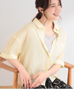 SHOO・LA・RUE / シューラルー シャツ・ブラウス | 【S-LL/洗濯機可/体型カバー】さらさら シャーリングシフォン 裾ドロストシャツ