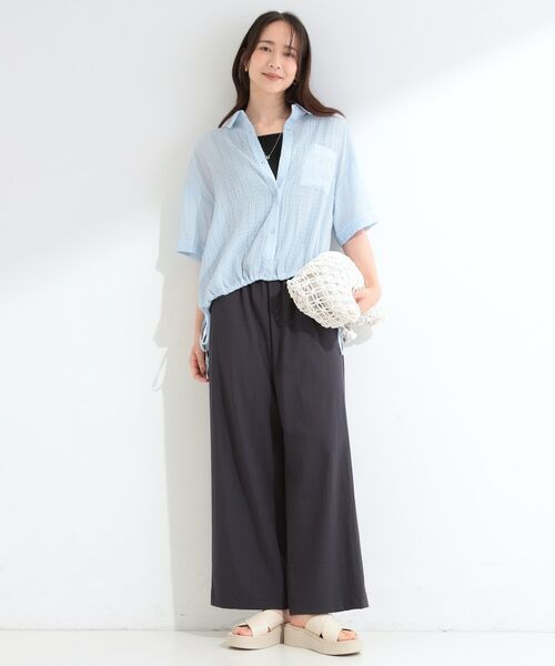 SHOO・LA・RUE / シューラルー シャツ・ブラウス | 【S-LL/洗濯機可/体型カバー】さらさら シャーリングシフォン 裾ドロストシャツ | 詳細12