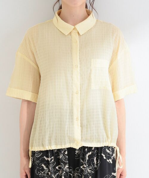 SHOO・LA・RUE / シューラルー シャツ・ブラウス | 【S-LL/洗濯機可/体型カバー】さらさら シャーリングシフォン 裾ドロストシャツ | 詳細13