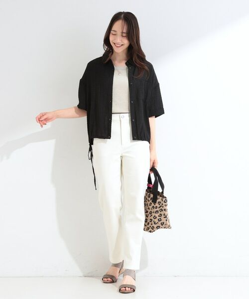SHOO・LA・RUE / シューラルー シャツ・ブラウス | 【S-LL/洗濯機可/体型カバー】さらさら シャーリングシフォン 裾ドロストシャツ | 詳細3