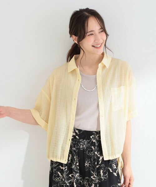 SHOO・LA・RUE / シューラルー シャツ・ブラウス | 【S-LL/洗濯機可/体型カバー】さらさら シャーリングシフォン 裾ドロストシャツ | 詳細5